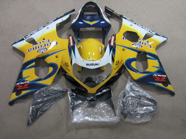 Amarelo Azul Corona Extra Carenagem GSXR 1000 K1 2000-2002 Amarelo Azul Corona Extra Carenagem GSXR 1000 K1 2000-2002
