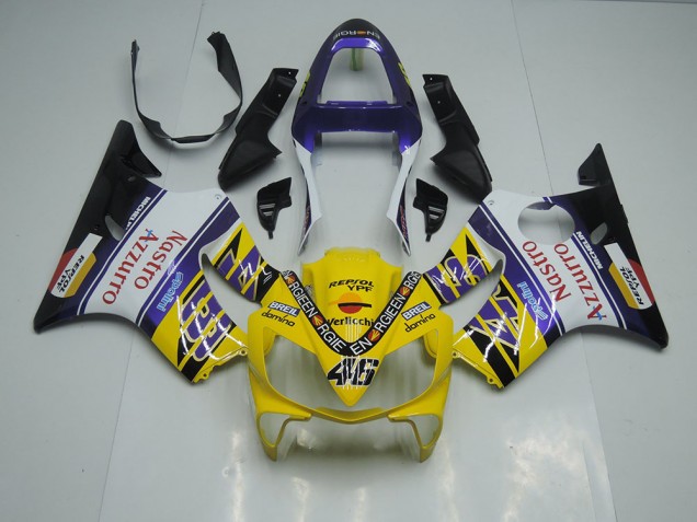 Amarelo Branco Nastro Azzurro Carenagem CBR 600 F4i 2001-2003 Amarelo Branco Nastro Azzurro Carenagem CBR 600 F4i 2001-2003