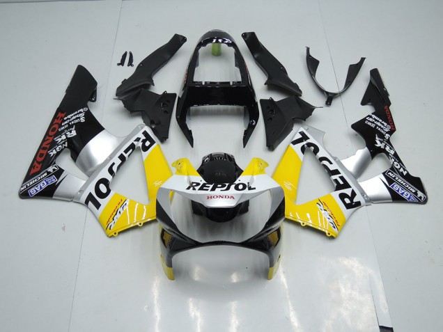 Amarelo Prata Preto Repsol Carenagem CBR 900RR 954 2002-2003 Amarelo Prata Preto Repsol Carenagem CBR 900RR 954 2002-2003