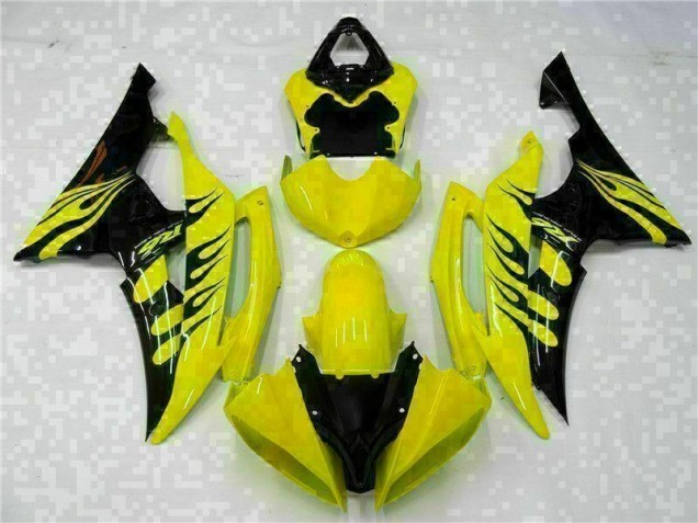 Amarelo Preto Abs Plásticos R6 2008-2016 Amarelo Preto Abs Plásticos R6 2008-2016