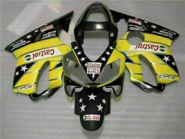 Amarelo Preto Castrol Cycle World Carenagem CBR 600 F4i 2001-2003 Amarelo Preto Castrol Cycle World Carenagem CBR 600 F4i 2001-2003