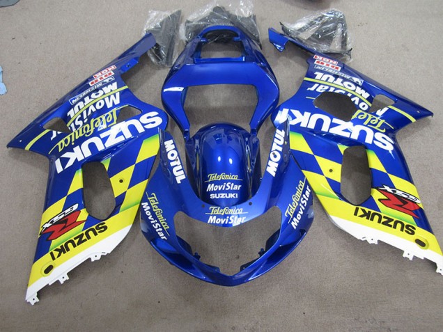 Azul Amarelo Telefumia Movistar Carenagem GSXR 600 K1 K2 K3 2001-2003 Azul Amarelo Telefumia Movistar Carenagem GSXR 600 K1 K2 K3 2001-2003