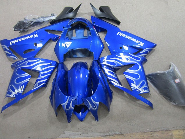 Azul Branco Chama Kit Carenagem ZX10R 2003-2005 Azul Branco Chama Kit Carenagem ZX10R 2003-2005