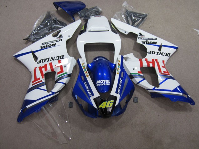 Azul Branco Motul Dunlop 46 Kit Completo Carenagem R1 2009-2011 Azul Branco Motul Dunlop 46 Kit Completo Carenagem R1 2009-2011