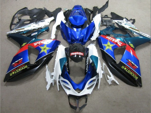 Azul Branco Rockstar Carenagem GSXR 1000 K9 2009-2016 Azul Branco Rockstar Carenagem GSXR 1000 K9 2009-2016