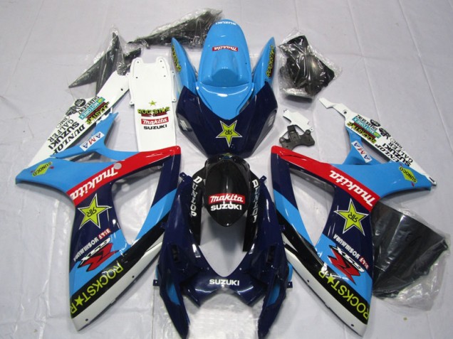 Azul Branco Rockstar Makita Carenagem GSXR 600 K6 2006-2007