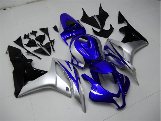 Azul Prata Preto Carenagem CBR 600RR 2007-2008 Azul Prata Preto Carenagem CBR 600RR 2007-2008