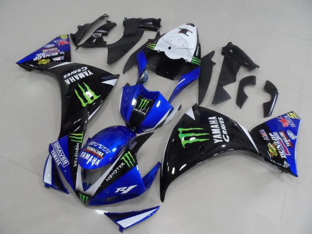Azul Preto Monster Carenagem & Plástico R1 2009-2011 Azul Preto Monster Carenagem & Plástico R1 2009-2011