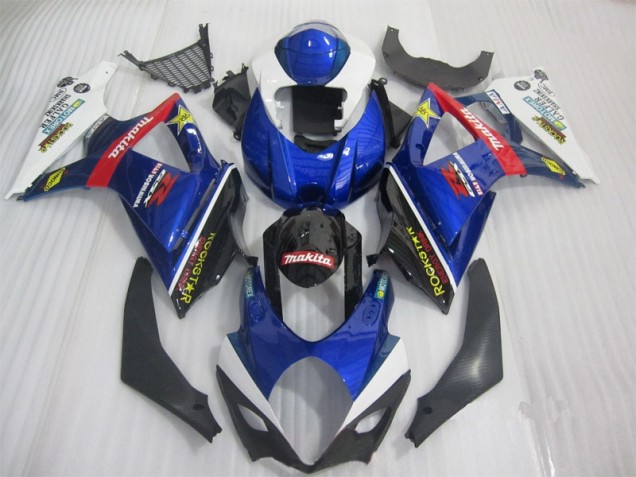 Azul Preto Rockstar Carenagem GSXR 1000 K7 2007-2008 Azul Preto Rockstar Carenagem GSXR 1000 K7 2007-2008