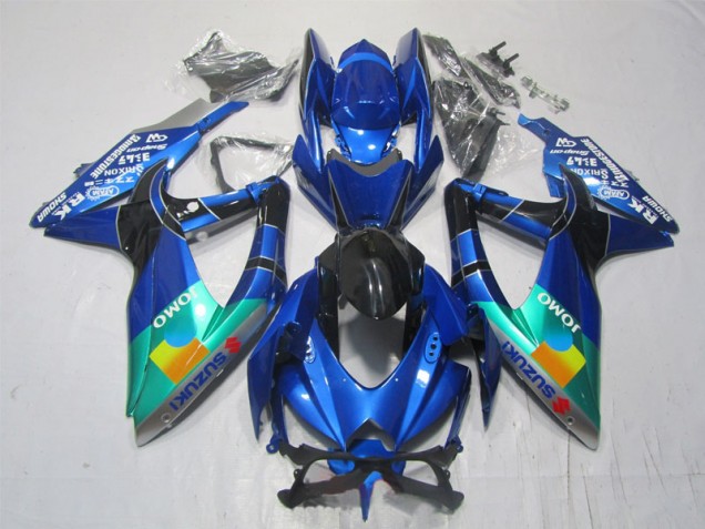 Azul Preto Verde Jomo Carenagem GSXR 1000 K7 2007-2008