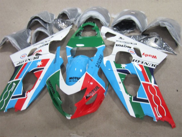 Azul Verde Branco Motul Carenagem GSXR 600 K1 K2 K3 2001-2003 Azul Verde Branco Motul Carenagem GSXR 600 K1 K2 K3 2001-2003