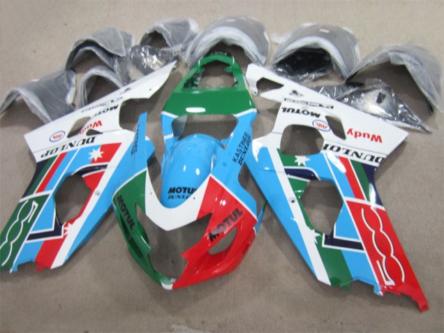Azul Verde Vermelho Motul Carenagem GSXR 600 K4 2004-2005 Azul Verde Vermelho Motul Carenagem GSXR 600 K4 2004-2005