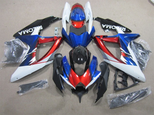 Azul Vermelho Branco Carenagem GSXR 600 K8 2008-2010 Azul Vermelho Branco Carenagem GSXR 600 K8 2008-2010
