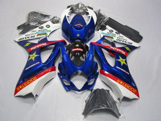 Azul Vermelho Rockstar Carenagem GSXR 1000 K7 2007-2008 Azul Vermelho Rockstar Carenagem GSXR 1000 K7 2007-2008