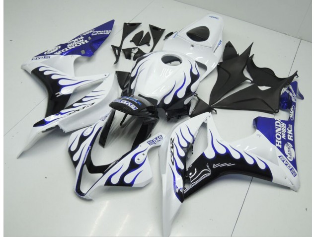 Branco Azul Chama Carenagem CBR 600RR 2007-2008 Branco Azul Chama Carenagem CBR 600RR 2007-2008