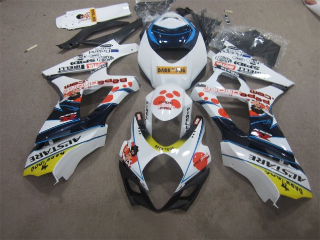 Branco Azul Dark Dog Carenagem GSXR 1000 K7 2007-2008 Branco Azul Dark Dog Carenagem GSXR 1000 K7 2007-2008