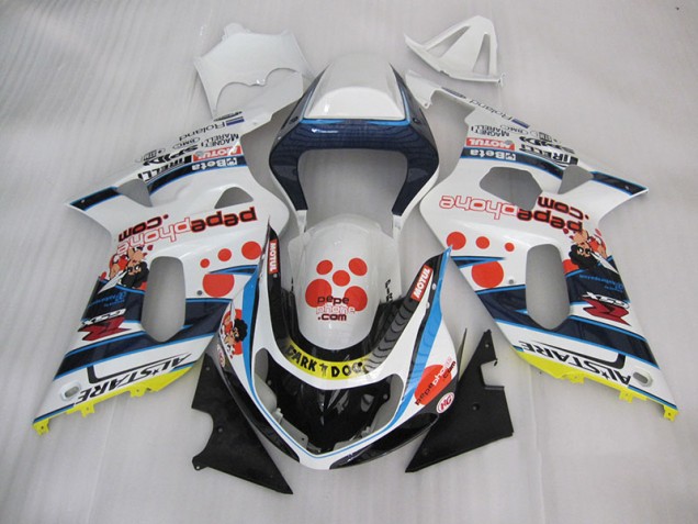 Branco Azul Dark Dog Carenagem GSXR 600 K1 K2 K3 2001-2003 Branco Azul Dark Dog Carenagem GSXR 600 K1 K2 K3 2001-2003