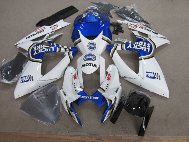 Branco Azul Lucky Strike Motul Carenagem GSXR 600 K6 2006-2007 Branco Azul Lucky Strike Motul Carenagem GSXR 600 K6 2006-2007
