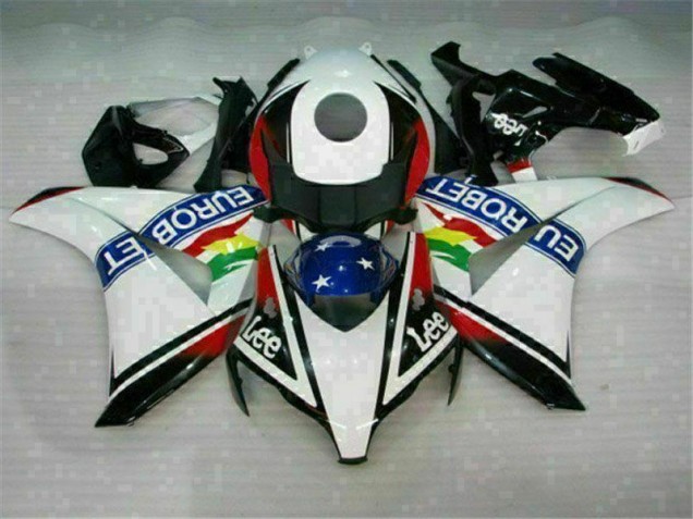Branco Azul Vermelho Eurobet Lee Carenagem CBR 1000RR 2008-2011 Branco Azul Vermelho Eurobet Lee Carenagem CBR 1000RR 2008-2011