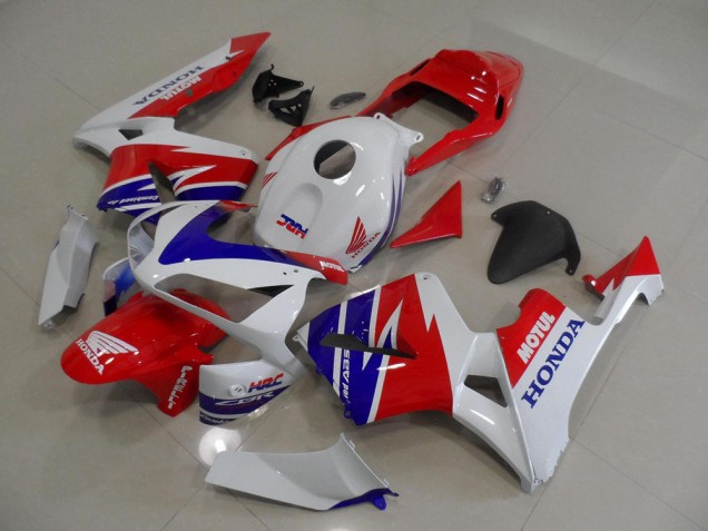 Branco Azul Vermelho Motul HRC Carenagem CBR 600RR 2005-2006 Branco Azul Vermelho Motul HRC Carenagem CBR 600RR 2005-2006