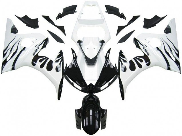 Branco Chama Preto Carenagem R6 2003-2005 Branco Chama Preto Carenagem R6 2003-2005