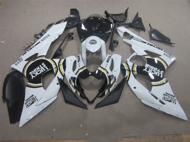 Branco Lucky Strike Preto Motul Carenagem GSXR 1000 K5 2005-2006 Branco Lucky Strike Preto Motul Carenagem GSXR 1000 K5 2005-2006