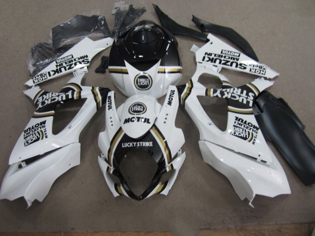 Branco Lucky Strike Preto Motul Carenagem GSXR 1000 K7 2007-2008
