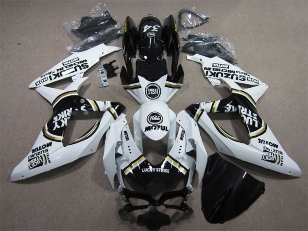 Branco Lucky Strike Preto Motul Carenagem GSXR 600 K8 2008-2010 Branco Lucky Strike Preto Motul Carenagem GSXR 600 K8 2008-2010