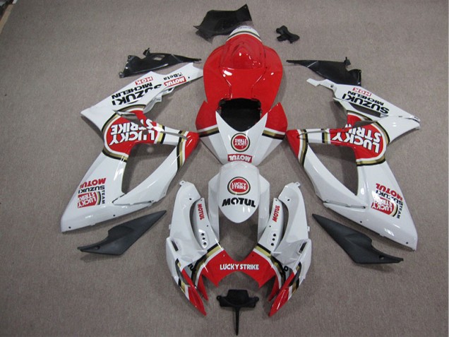Branco Lucky Strike Vermelho Motul Abs Kit Completos Carenagem GSXR 1000 K5 2005-2006 Branco Lucky Strike Vermelho Motul Abs Kit Completos Carenagem GSXR 1000 K5 2005-2006