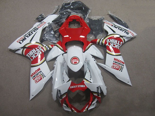 Branco Lucky Strike Vermelho Motul Carenagem GSXR 600 K11 2011-2021 Branco Lucky Strike Vermelho Motul Carenagem GSXR 600 K11 2011-2021