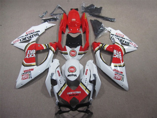 Branco Lucky Strike Vermelho Motul Carenagem GSXR 600 K8 2008-2010 Branco Lucky Strike Vermelho Motul Carenagem GSXR 600 K8 2008-2010