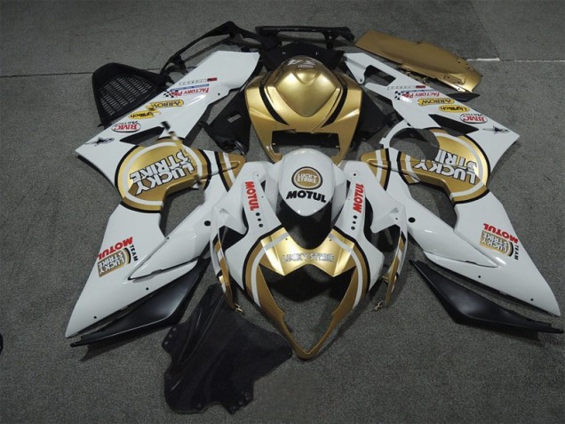 Branco Ouro Lucky Strike Motul Carenagem GSXR 1000 K5 2005-2006 Branco Ouro Lucky Strike Motul Carenagem GSXR 1000 K5 2005-2006