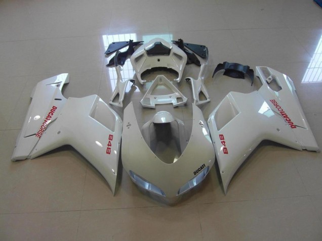 Branco Pérola Vermelho Decalques Carenagem Ducati 848 1098 1198 2007-2014 Branco Pérola Vermelho Decalques Carenagem Ducati 848 1098 1198 2007-2014