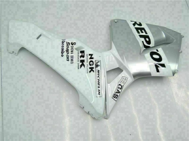 Branco Prata Repsol Carenagem CBR 600RR 2003-2004 Branco Prata Repsol Carenagem CBR 600RR 2003-2004