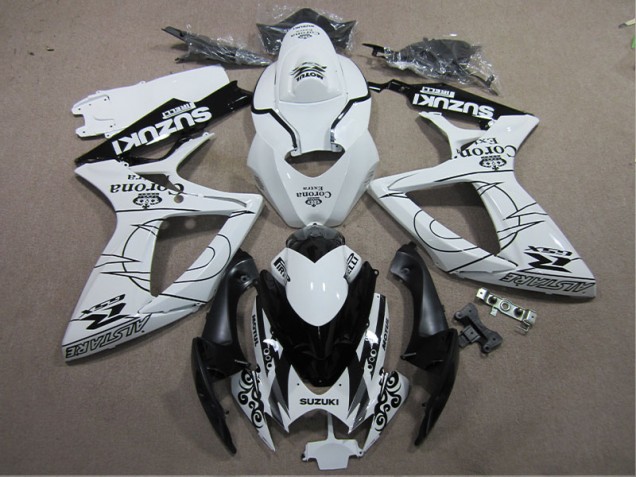 Branco Preto Corona Extra Carenagem GSXR 600 K6 2006-2007