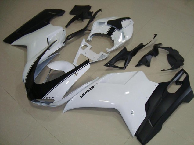Branco Preto Fosco Carenagem Ducati 848 1098 1198 2007-2014