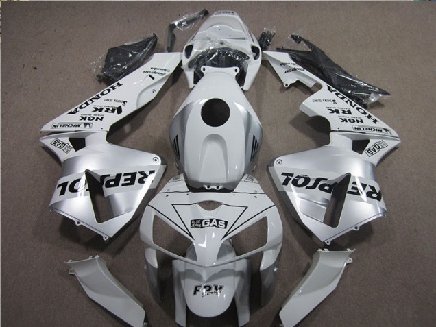 Branco Preto Repsol Kit Carenagem CBR 600RR 2005-2006 Branco Preto Repsol Kit Carenagem CBR 600RR 2005-2006