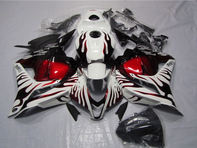 Branco Preto Vermelho Chama Carenagem CBR 600RR 2009-2012 Branco Preto Vermelho Chama Carenagem CBR 600RR 2009-2012