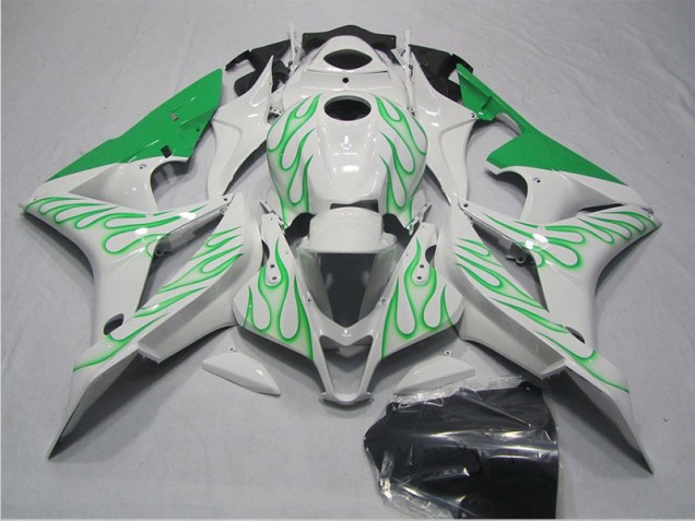 Branco Verde Chama Carenagem CBR 600RR 2007-2008 Branco Verde Chama Carenagem CBR 600RR 2007-2008
