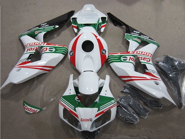 Branco Verde Vermelho Castrol Carenagem CBR 1000RR 2006-2007 Branco Verde Vermelho Castrol Carenagem CBR 1000RR 2006-2007