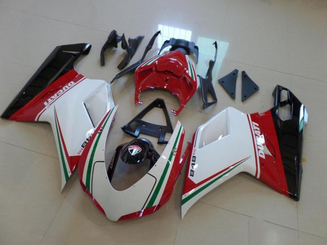 Branco Vermelho Carenagem Ducati 848 1098 1198 2007-2014 Branco Vermelho Carenagem Ducati 848 1098 1198 2007-2014