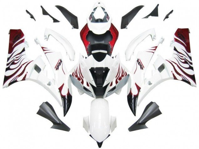 Branco Vermelho Chama Carenagem R6 2006-2007 Branco Vermelho Chama Carenagem R6 2006-2007