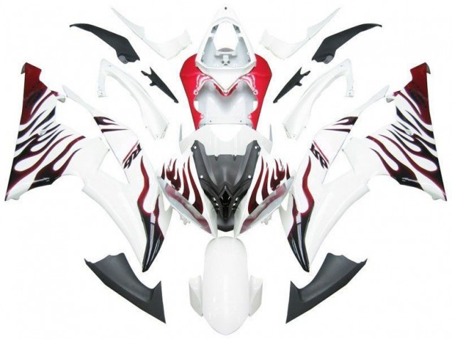 Branco Vermelho Chama R6 Carenagem R6 2008-2016 Branco Vermelho Chama R6 Carenagem R6 2008-2016