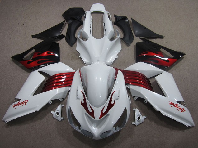 Branco Vermelho Ninja Carenagem ZX14R ZZR 1400 2006-2011