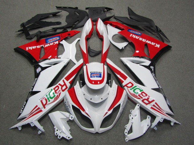 Branco Vermelho Rapid Carenagem ZX6R 2009-2012 Branco Vermelho Rapid Carenagem ZX6R 2009-2012