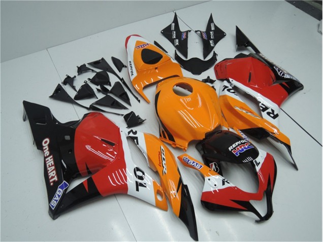 Laranja Vermelho Preto Repsol Carenagem CBR 600RR 2009-2012 Laranja Vermelho Preto Repsol Carenagem CBR 600RR 2009-2012