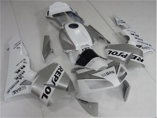 Prata Branco Preto Repsol Carenagem CBR 600RR 2003-2004 Prata Branco Preto Repsol Carenagem CBR 600RR 2003-2004