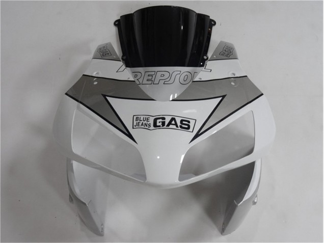 Prata Branco Preto Repsol Carenagem CBR 600RR 2003-2004 Prata Branco Preto Repsol Carenagem CBR 600RR 2003-2004