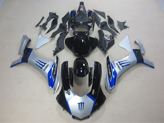 Prata Preto Azul Monster Carenagem R1 2015-2019 Prata Preto Azul Monster Carenagem R1 2015-2019