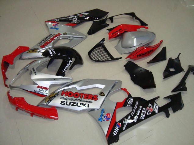 Prata & Vermelho Carenagem GSXR 1000 K5 2005-2006 Prata & Vermelho Carenagem GSXR 1000 K5 2005-2006